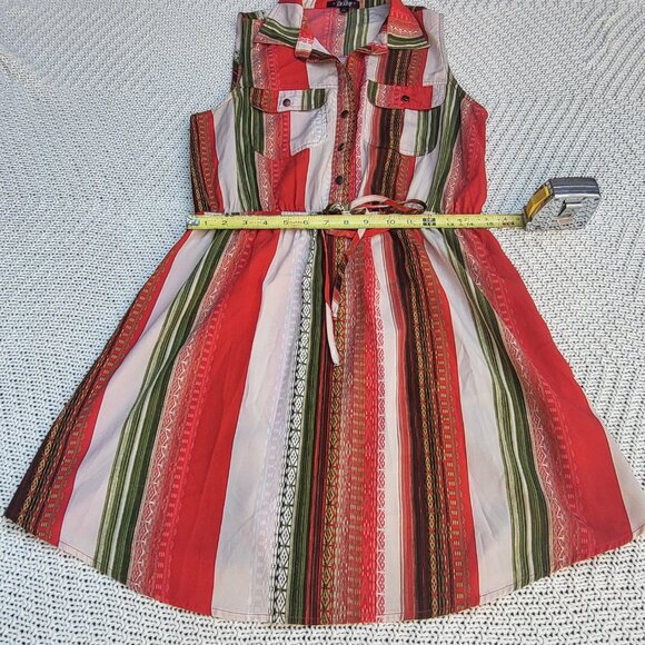 Sleeveless Shirt Dress Button Front Elastic Waist Large - Picture 13 of 15